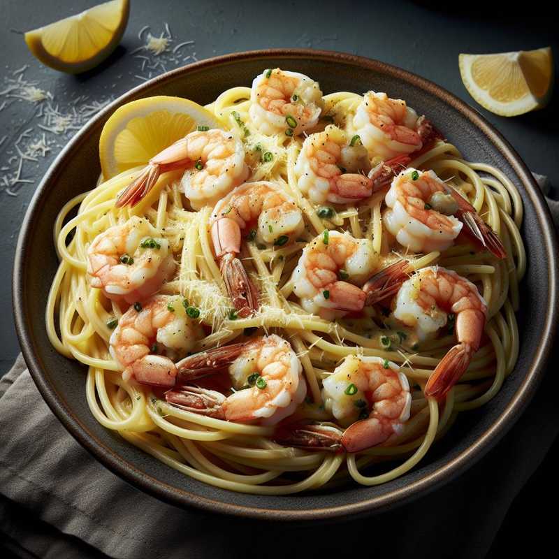 Ridged Spaghetti with Lemon and Shrimp