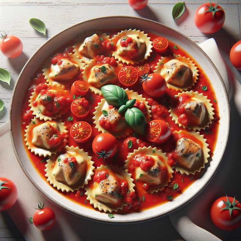 Ravioli di pesce con pomodorini