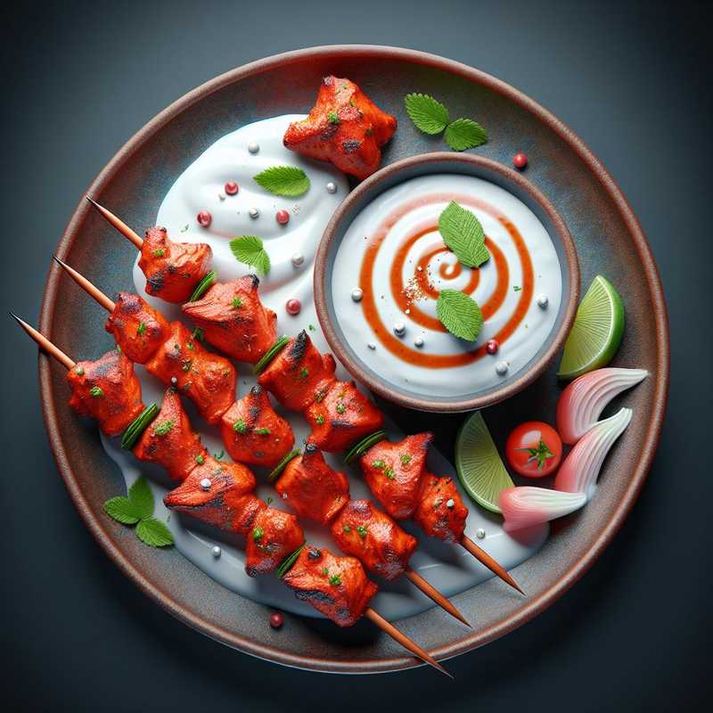 Tandoori Chicken Skewers with Yogurt Sauce