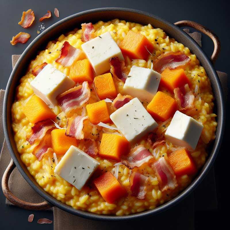 Risotto alla zucca con robiola e pancetta croccante