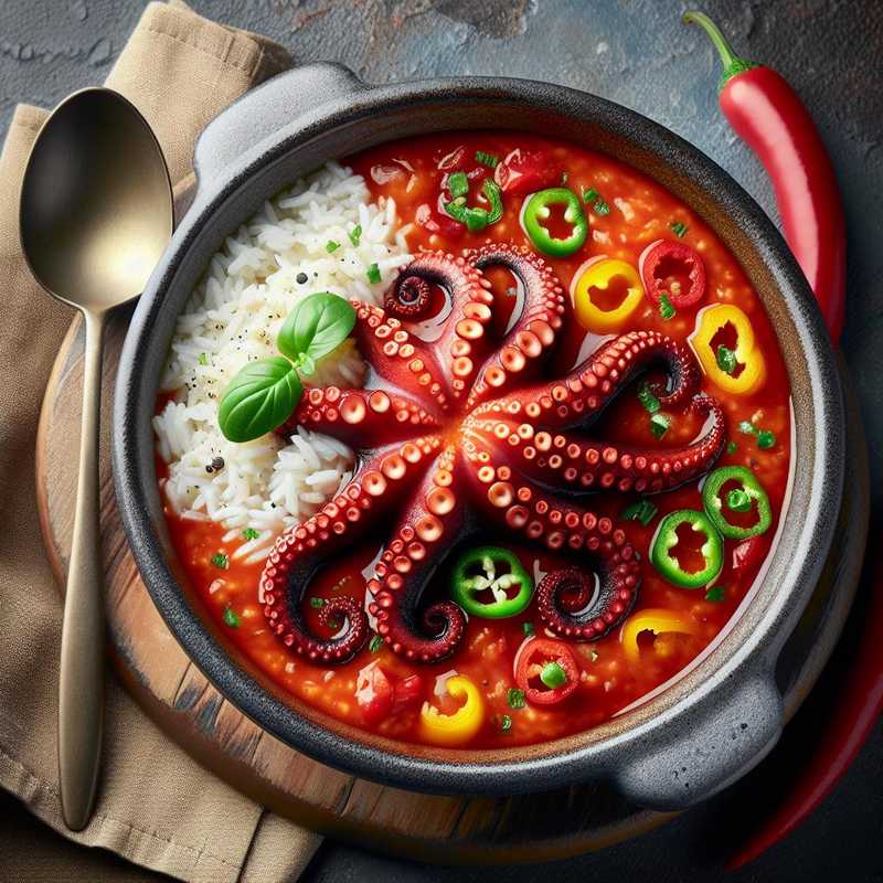 Bell Pepper Gazpacho with Basmati and Octopus