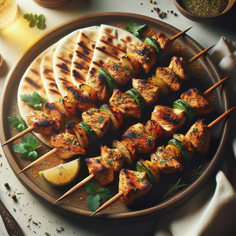 Chicken skewers with pita