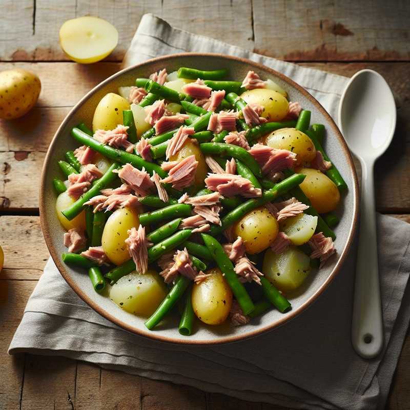 Insalata di patate, fagiolini e tonno