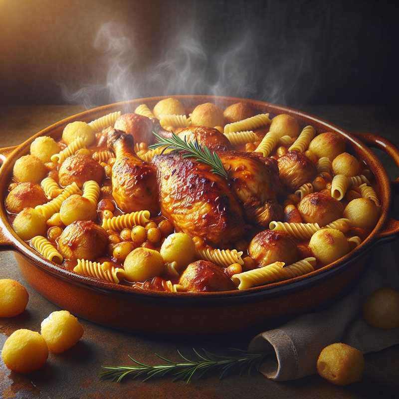 Fusi di pollo al forno con palline di patate