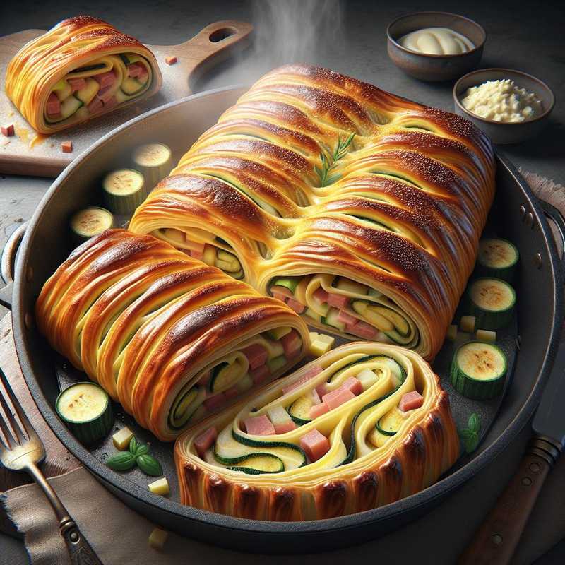 Strudel salato di zucchine prosciutto e formaggio