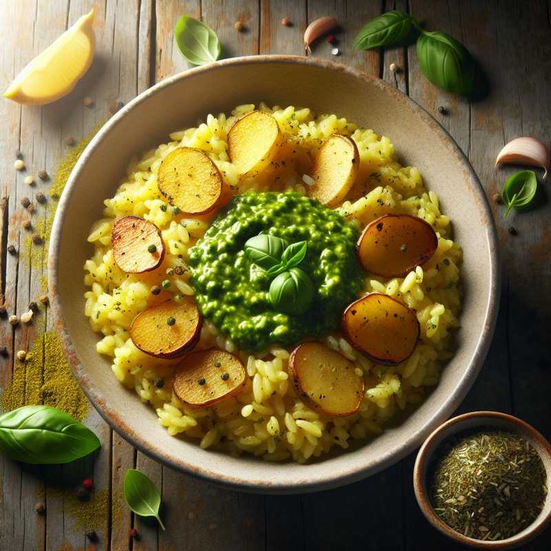 Risotto al pesto e patate