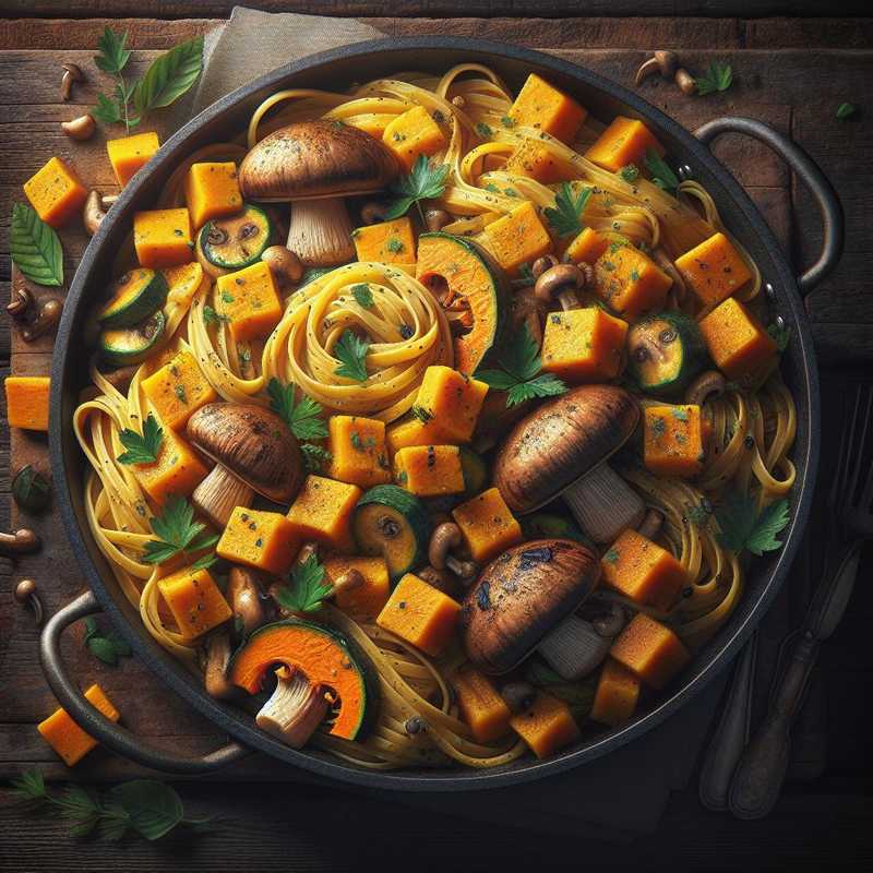 Pasta zucca e funghi