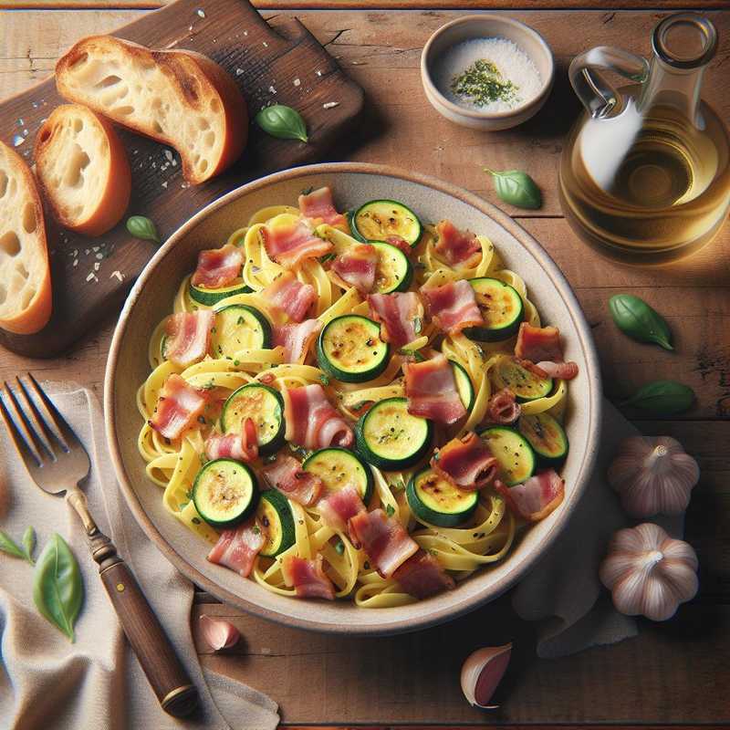 Pasta zucchine, pancetta e zafferano