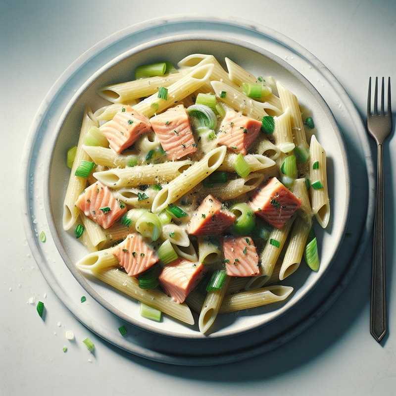 Pasta with Salmon and Creamy Leek Sauce