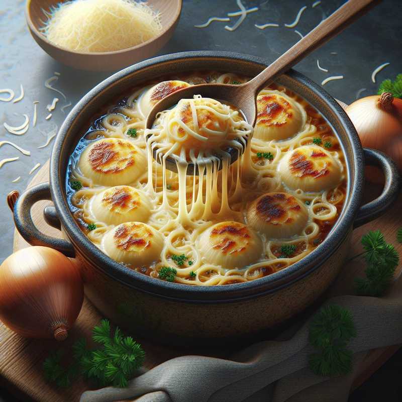 Zuppa di cipolle ai 4 formaggi francesi