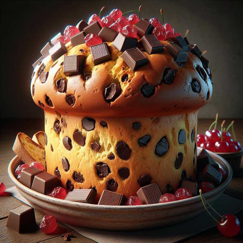 Panettone with cherries and chocolate