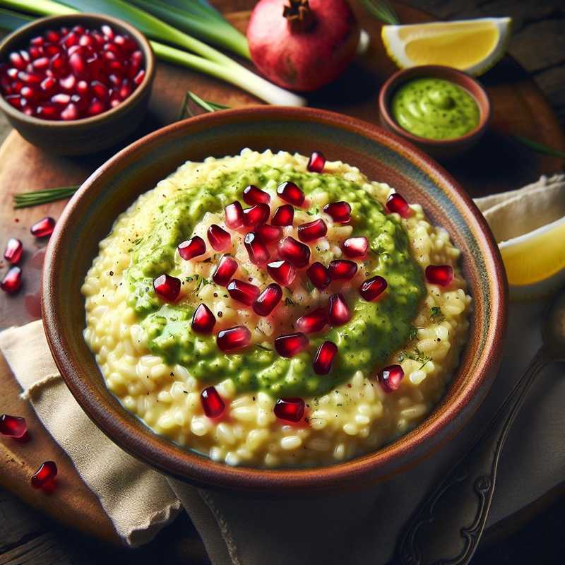 Risotto alla melagrana e crema di porri