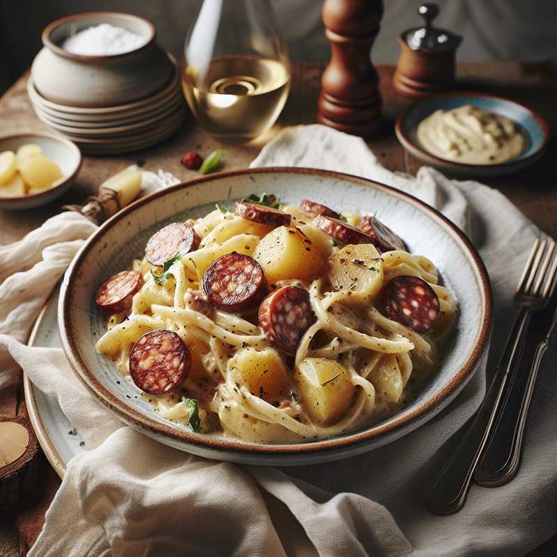 Pasta with Potato Cream and Sausage