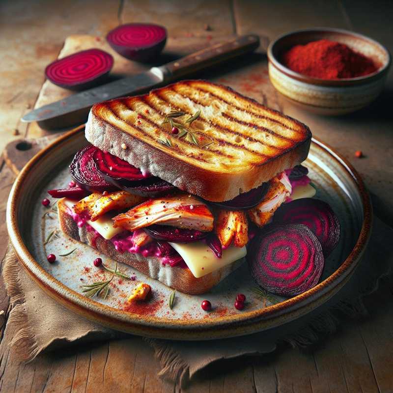 Sandwich with Beetroot and Spiced Chicken