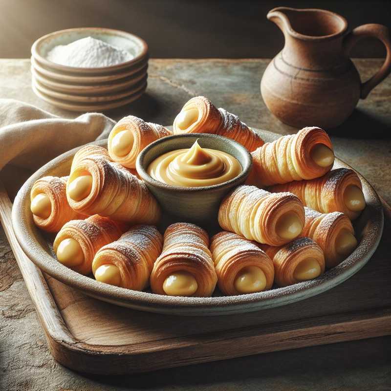 Cannoncini di sfoglia con crema pasticcera