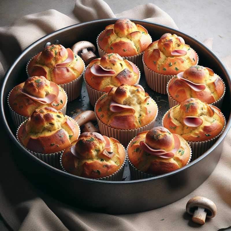 Muffin salati prosciutto e funghi