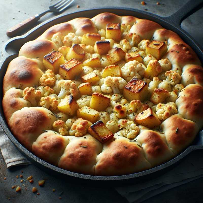 Focaccia alta con patate e cavolfiore