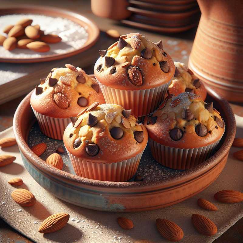 Muffin alla mandorla con gocce di cioccolato