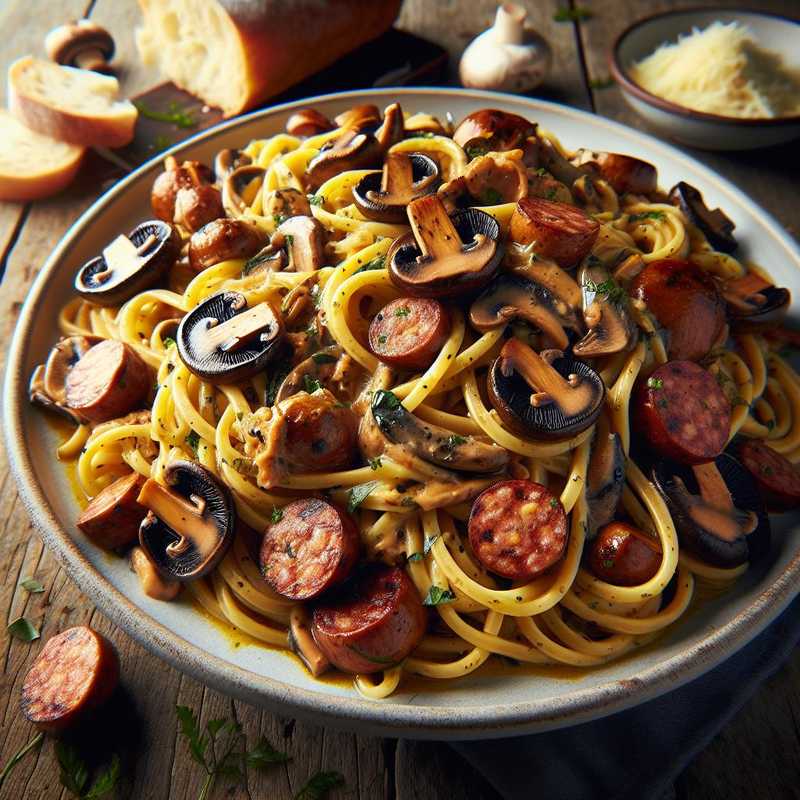 Pasta funghi e salsiccia