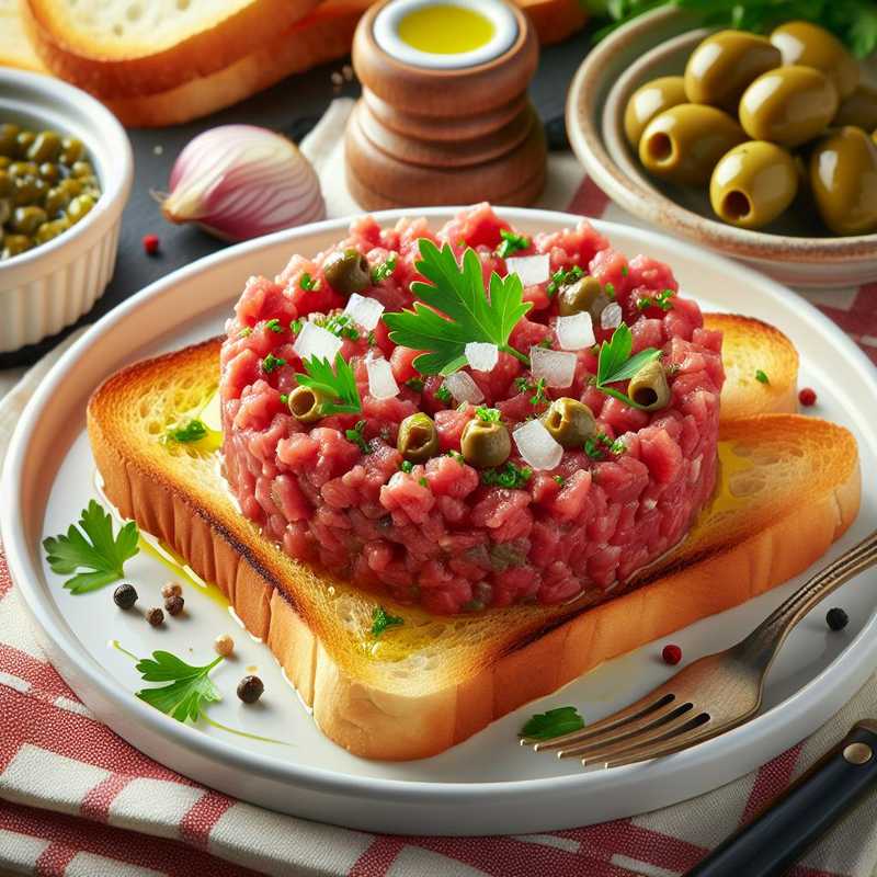 Tartare di carne su bruschetta