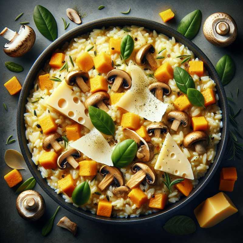 Risotto alla zucca con funghi e taleggio