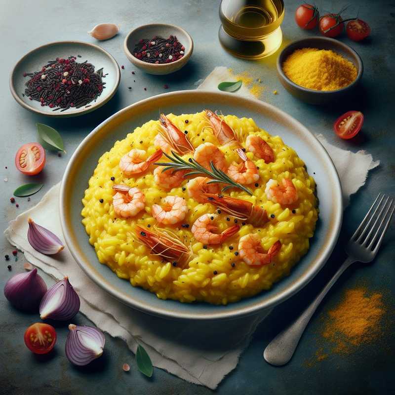 Risotto alla milanese con gambero viola