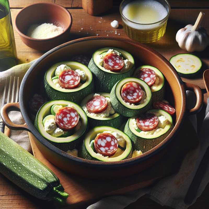 Zucchine ripiene ricotta e salame