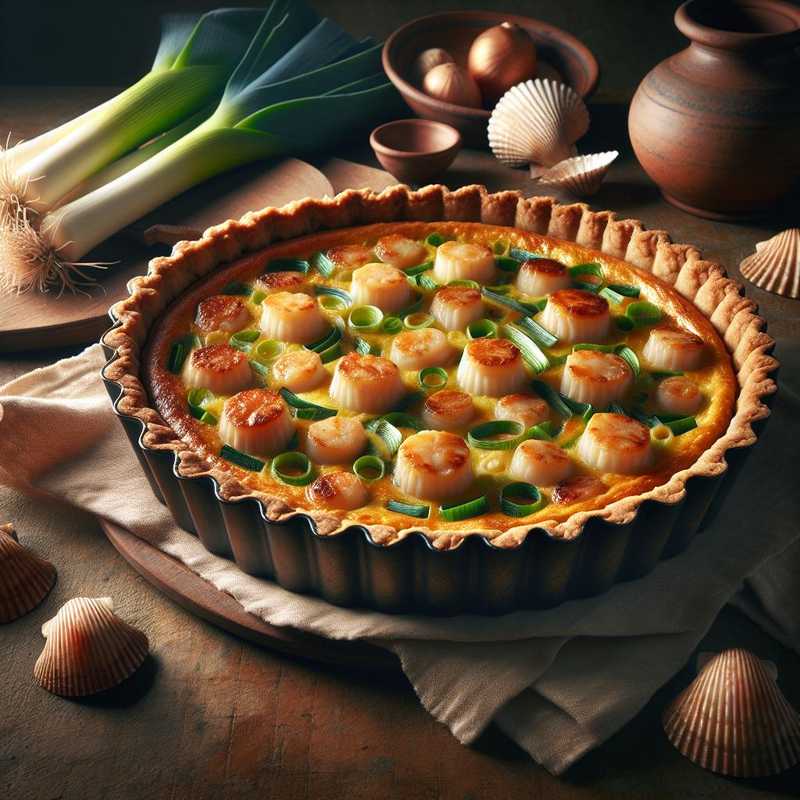 Quiche con capesante e porri