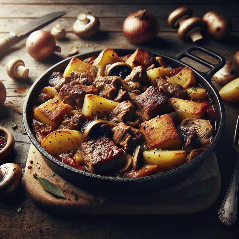 Beef Stew in Crust with Potatoes and Mushrooms