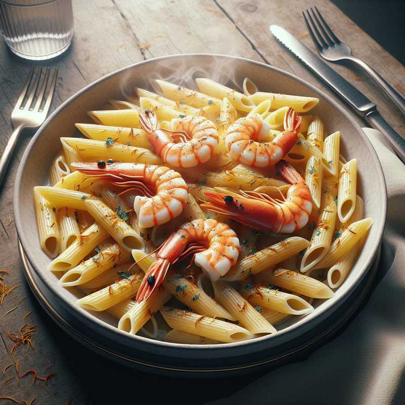 Penne panna, gamberi e zafferano