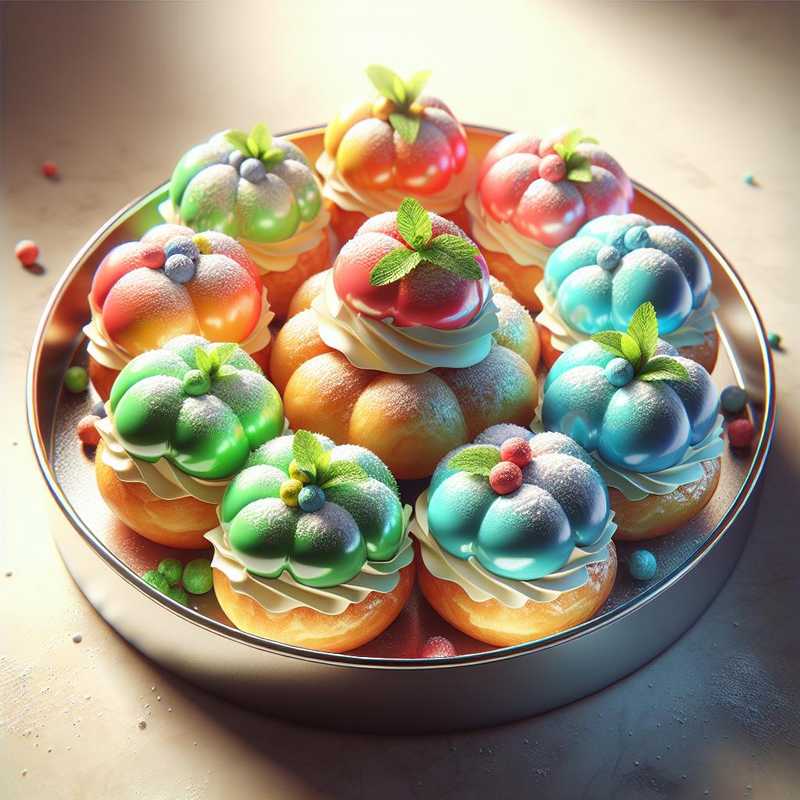 Profiteroles colorati al mascarpone