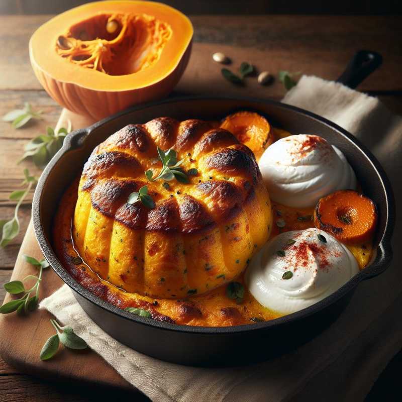 Pumpkin and Paprika Soufflé with Burrata Cream