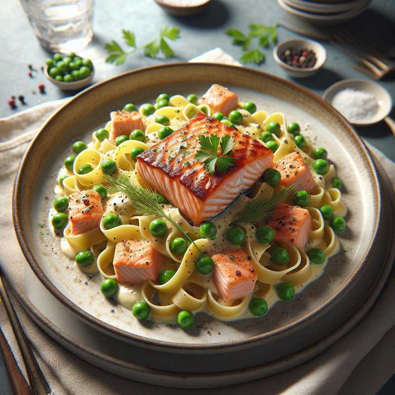 Tagliolini salmone e piselli