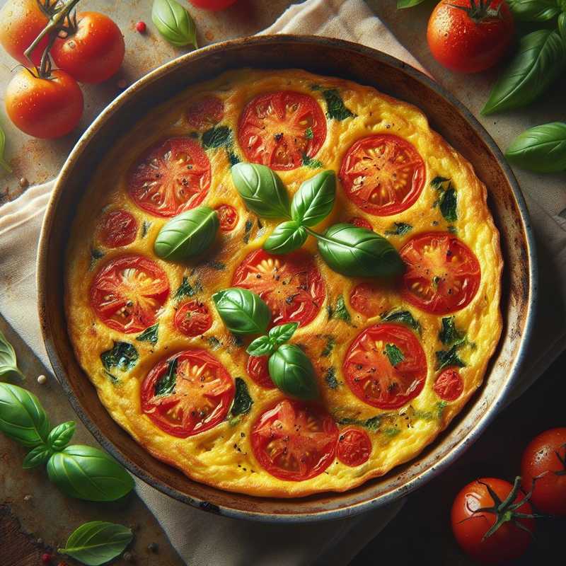 Frittata con pomodori e basilico