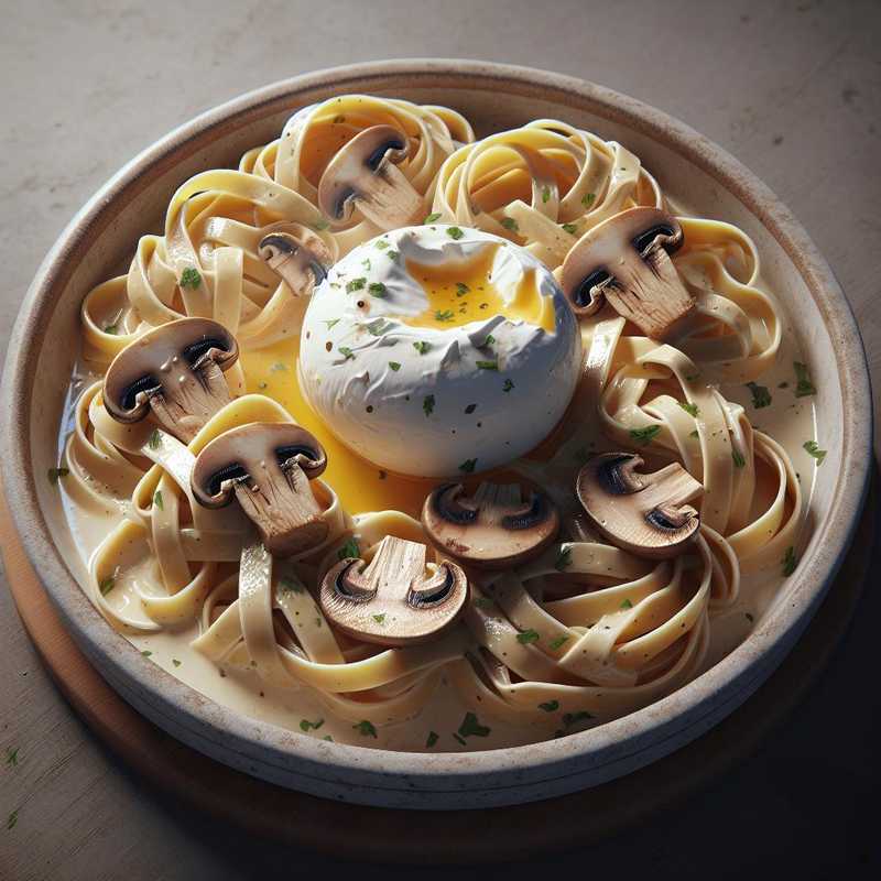 Fettuccine ai funghi e burrata