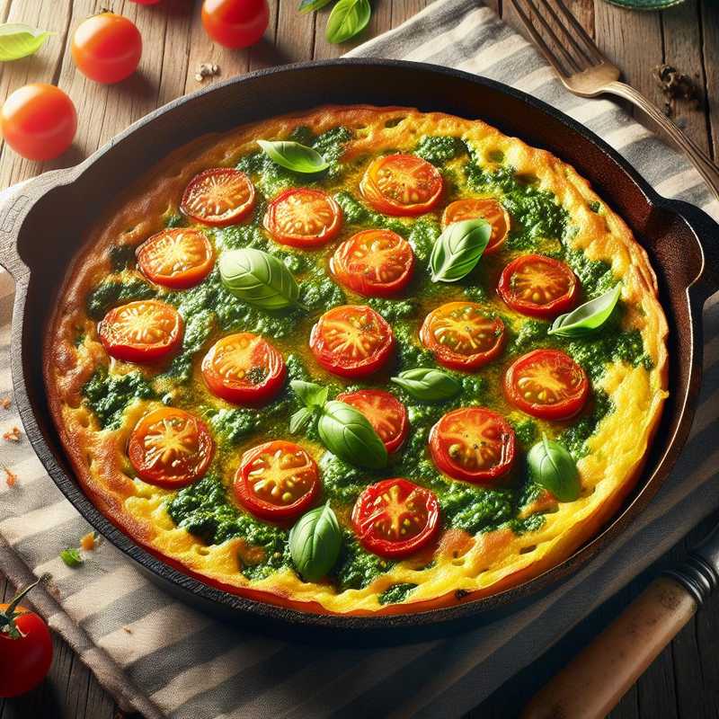 Frittata con pesto e pomodori