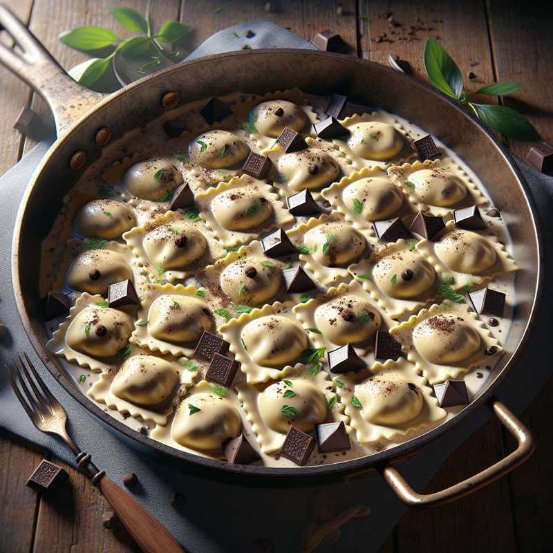 Ravioli alla ricotta e gocce di cioccolato