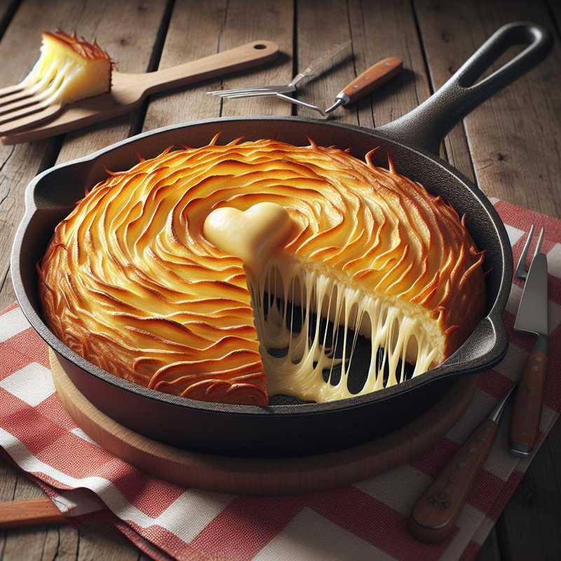 Tortino di patate in padella con cuore filante