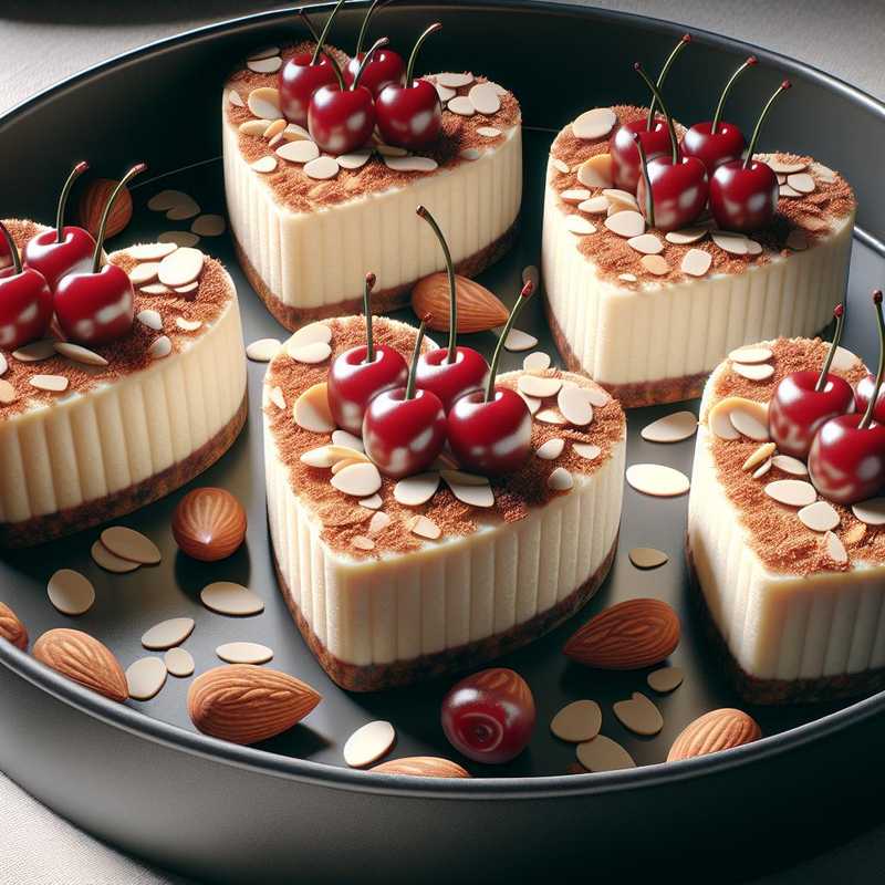 Cuori di cheesecake mandorle e amarene