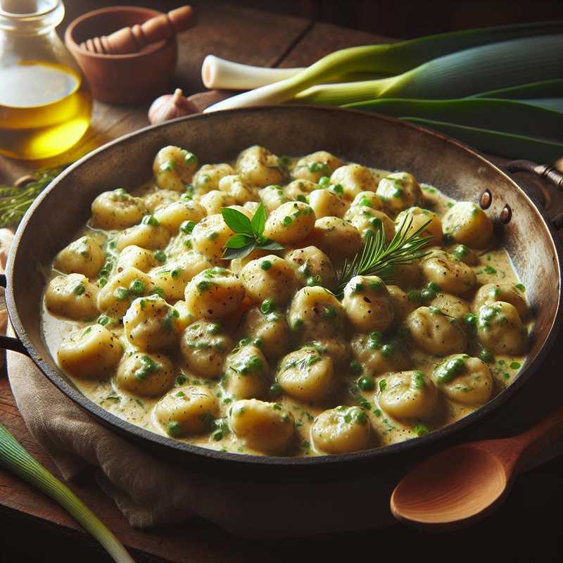 Gnocchi alle erbe e crema di porri