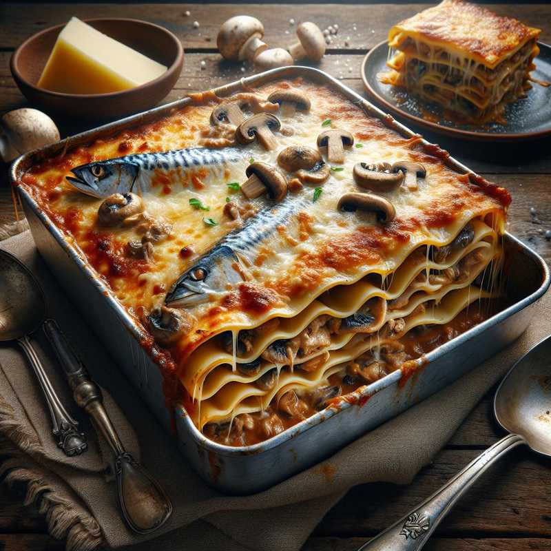 Lasagne al ragù di sgombro e funghi