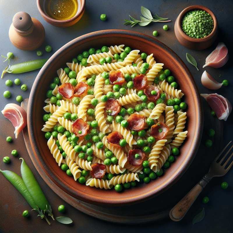 Pasta con Piselli e Pancetta