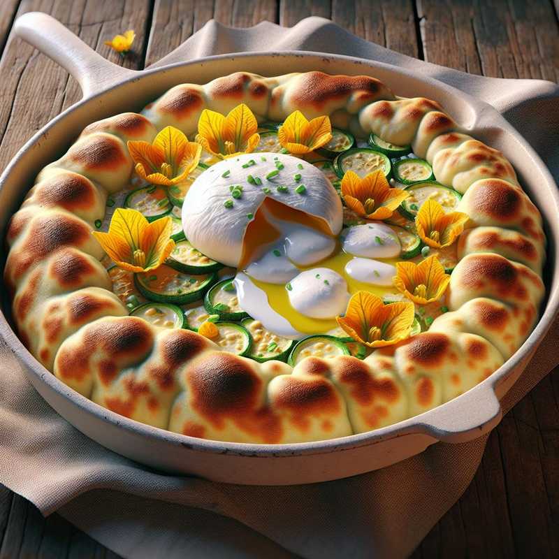 Puccia con burrata e fiori di zucca