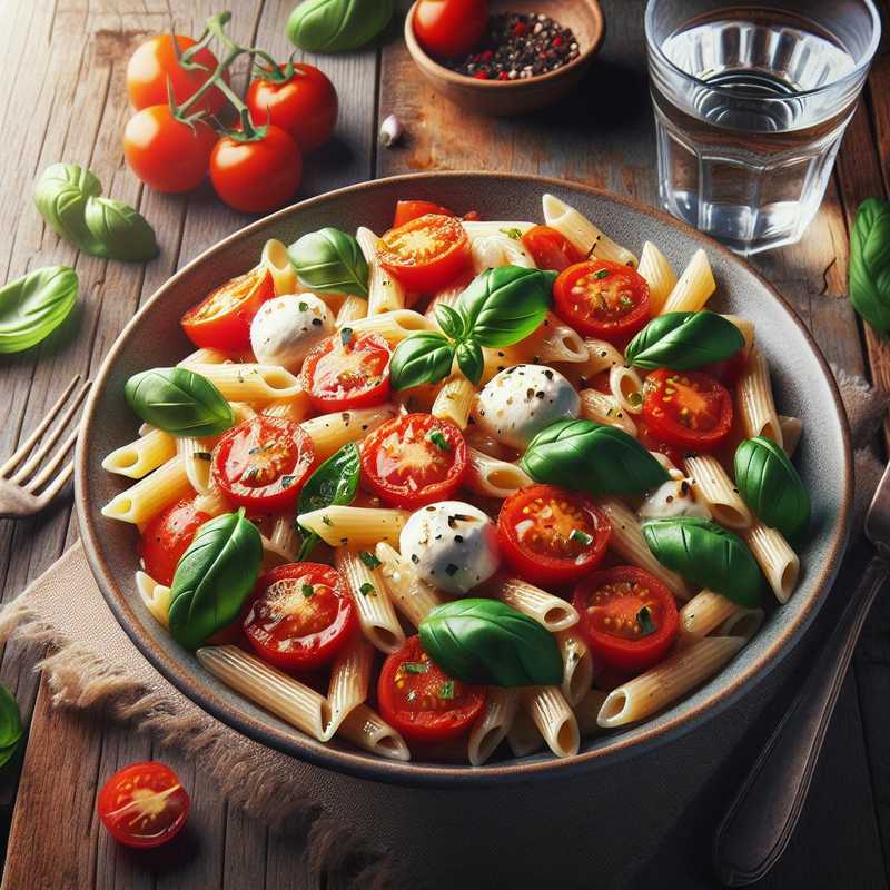 Cold Pasta with Tomatoes, Mozzarella, and Basil