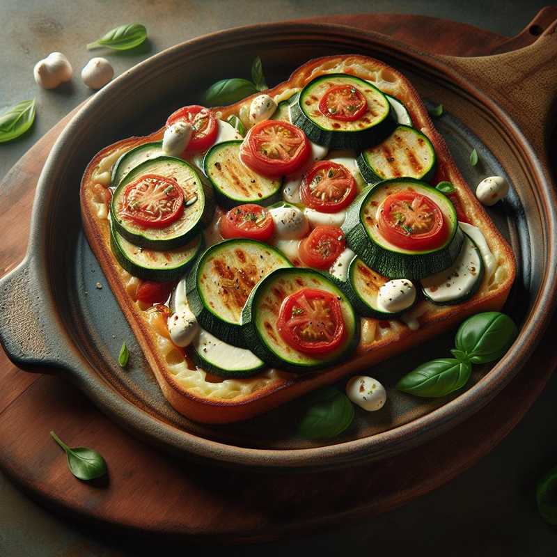 Tartine con zucchine, pomodoro e mozzarella