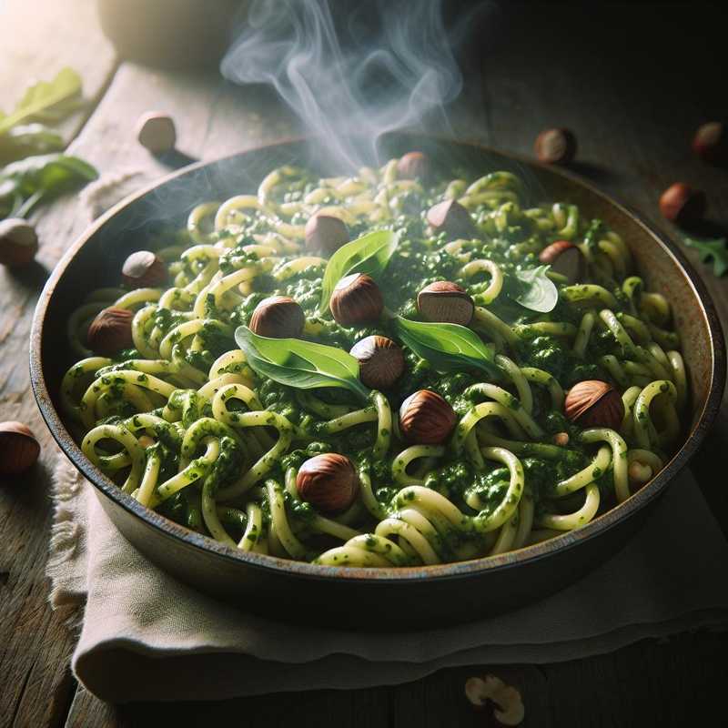 Pasta with Arugula and Hazelnut Pesto