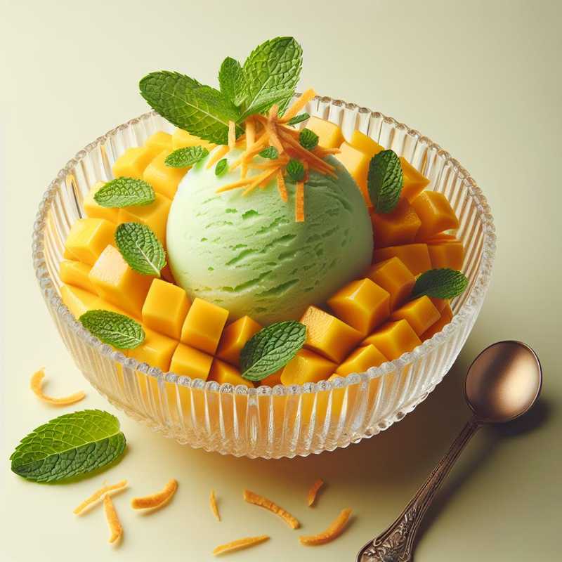 Sorbetto di mango al lime e menta allo zenzero