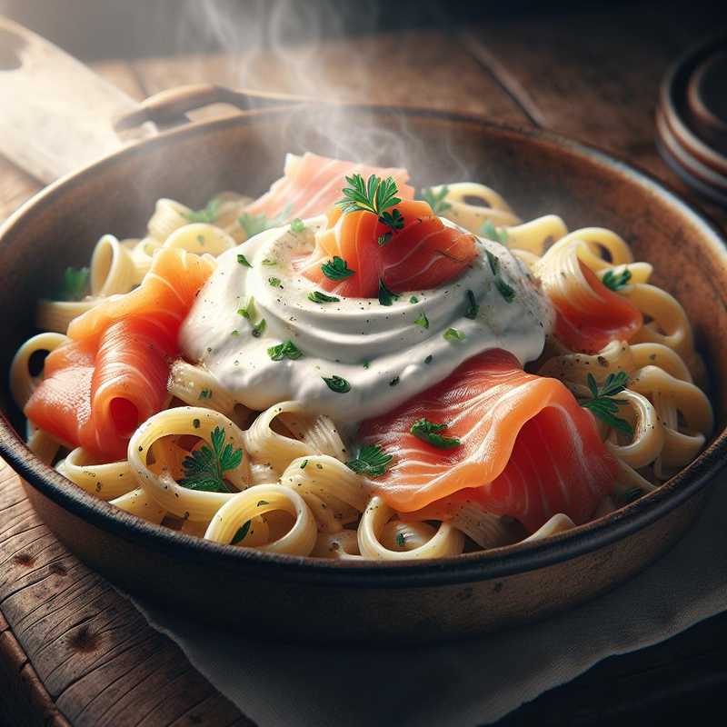 Pasta with Burrata Cream and Smoked Salmon