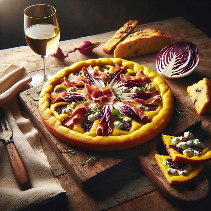 Crostata di polenta radicchio, speck e gorgonzola