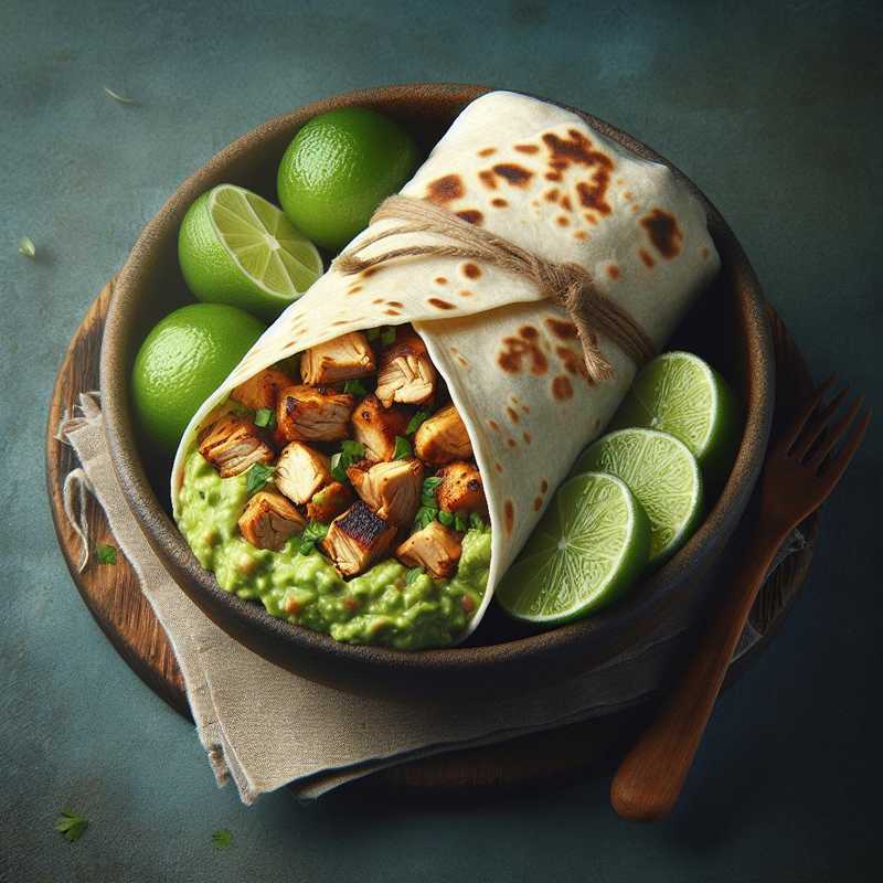 Chicken burrito with lime guacamole